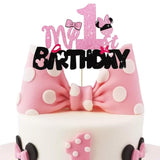 Girls Cake Topper Mouse Cake Topper Mouse Birthday Party Decorations My 1St Birthday Pink And Black Mouse Birthday Party Supplies For Kids Girls