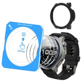 Watch Screen Protector For Amazfit Balance 2, With Auto-Alignment Installation Frame, 9H Hardness Tempered Glass Screen Protective Film And Hard Pc Protective Case (Black)