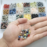 960pcs 6mm Natural Stone Beads, 24 Colors, Gemstone Beads for Jewelry Making