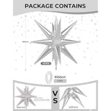 8pcs Silver Star Foil Balloons 14-Pointed Spike Cone Mylar Balloons Birthday Halloween Party Decor