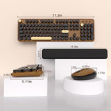 Wireless Keyboard And Mouse Combos, Retro Keyboard And Mouse Wireless Full Size, 2.4Ghz Connection And Optical Mouse For Windows, Mac, Pc, Laptop For Home And Office (Coffee-Black)
