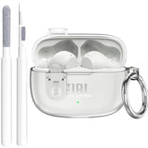 Compatible With Jbl Vibe 200Tws/Jbl Vibe Beam/Beam 2 Case Cover Clear Lock Clip With Cleaner Kit, Transparent Tpu Protective Cover Men Women With Carabiner For Jbl Vibe Beam 2 Charging Case - Clear