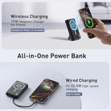 2026 Magnetic Wireless Power Bank, 16800mAh Portable Charger with 2 Built in Cables, LED Display Magnetic Battery Pack Travel Essentials for iPhone