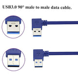 90 Degree Usb To Usb 3.0 Adapter Cable Left & Right Angle Usb 3.0 A Male To A Male Charging & Data Transfer Usb Cable For Hard Drive,Printers,Laptops,Keyboard,More Usb A Devices(0.3M/1Ft-Blue)