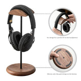 Walnut Wood & Aluminum Headset Stand, Desktop Headphone Stand, Headset Holder