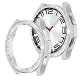 2 in 1 Watch Bling Case for Samsung Galaxy Watch 6 Classic 43mm SM R950 PC Protective Bumper Cover Glitter Rhinestone Bezel Ring Silver