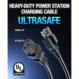 Heavy-Duty Power Station Fast Charging Cable, 14Awg 125V 15A Ac Power Cord For Jackery Explorer 3000/2000/1500/1000 Pro, Ecoflow Delta/River, Bluetti Eb3A; Anker 757/767, Segway Cube, Dji Etc. (6Ft)