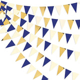 3 Set Navy Blue, Gold & Beige Pennant Banner for Graduation, Birthday  Wedding