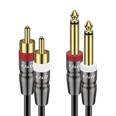 Dual 1/4 Inch Ts To Dual Rca Cable, Heavy Duty 1/4 Male To Rca Male Adapter Stereo Audio Interconnect Quarter Inch Cable, 6 Feet