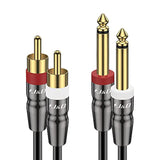 Dual 1/4 Inch Ts To Dual Rca Cable, Heavy Duty 1/4 Male To Rca Male Adapter Stereo Audio Interconnect Quarter Inch Cable, 6 Feet