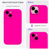 For Iphone 15 Case 6.1 Inch, Shockproof Liquid Silicone Cover With Screen Protectors, Water Resistant Full Body Protective Case-Hot Pink
