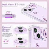 Crystal Clear Protective Phone Case for iPhone 13 and 14 6.1 Inch, Alluring Purple Butterfly Design, Soft Shockproof Clear Phone Cover for Women and Girls