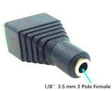 3.5mm 3 Pole Female TRS Stereo Audio Video 1/8" Jack to 3 Screw Solderless Terminal Female Adapter AUX Balun Connector for Headphone 2pcs