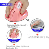 Wireless Vertical Ergonomic Optical Mouse, Pink Computer Mouse With 3 Adjustable Dpi 1000/1600/ 2400, 5 Buttons For Laptop, Desktop, Pc, Macbook