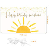 Boho Sun "Happy Birthday" Backdrop, Sunshine Theme for First Trip Around the Sun Party