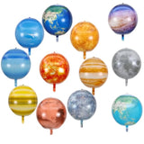 12Pcs 22Inch Solar System Balloon, 3D Helium Foil Planet, Moon, Earth, Sun, Mercury, Mars, Venus, Jupiter, Saturn, Uranus, Neptune Balloon For Space Birthday Party