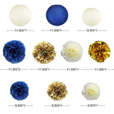 Hunter Green And Gold Hanging Tissue Lantern Flowers Pom Pom With 3D B