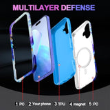 Marble Women Girls Case for iPhone 17 6.3 inch, Compatible with MagSafe, Military Grade Drop Test, Full Body Protection Slim Shockproof Rugged Case, Azure Blue