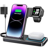 3 In 1 Wireless Charger For Iphone 16/15/14/13/12,Wireless Charging Station For Apple Devices, Charging Stand For Apple Watch Series 10, For Airpods 4 (Black)
