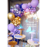 Purple And Gold Balloons, 50Pcs 12 Inch Purple Gold White Balloons Metallic Purple Balloons Pastal Purple White Balloons For Purple Birthday Decorations Shower Princess Theme Party Decorations