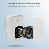 4 Inch 200 Watt Outdoor Indoor Bluetooth Speakers, Wall Mount Waterproof Wired for Patio, Deck, Yard, Garage (White)