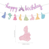 Princess Birthday Banner, Pink Glitter Garland for Girls Coquette Party Decor