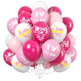 Mother's Day Balloons, 60 Pcs Pink White Mom Print Party Decor