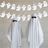 2 Pack Glitter Halloween Hanging Ghost Banner White Garland Haunted House Decor