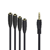 3.5Mm Splitter Mic And Audio Cable, 3.5Mm Headphone Splitter 1 To 4 Ways (1/8") Trrs Male To Female Aux Headphone Cable For Earphone & Headset Phone