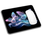 Blue Glitter Butterfly Mouse Pads For Desk, Portable Wireless Computer Mouse Pad Small Design With Women, Non-Slip Rubber Base Laptop Mousepad 9.5" X 7.9" Smooth Surface For Office & Travel