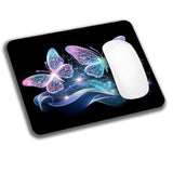 Blue Glitter Butterfly Mouse Pads For Desk, Portable Wireless Computer Mouse Pad Small Design With Women, Non-Slip Rubber Base Laptop Mousepad 9.5" X 7.9" Smooth Surface For Office & Travel