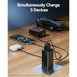 Ruko PD65W USB C Charger, 3-Port GaN Fast Charger Block, Compact Foldable Wall Charger for iPhone 16/15, MacBook Pro/Air, Galaxy S24, Pixel, Drone, Switch and More, Black