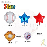 Baseball Birthday Party Foil Balloons Set Decorations Glove Round Baseball Theme Mylar Confetti Balloon Supplies Baby Shower