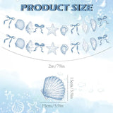 2Pcs Blue Bow Starfish And Shell Banner, Beach Bachelorette Party Decorations Seashell Party Decor, Exquisite & Beautiful Hanging Garland Decorations For Summer Birthdays Weddings