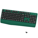 Wireless Bluetooth Keyboard, Ergonomic Wireless Keyboard With Wrist Rest, 2.4Ghz & Bluetooth Dual-Mode Compatibility For Pc, Laptop, Windows, Mac, And More (Black Green)