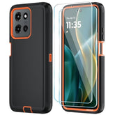 Phone Case For Motorola Moto G Power 5G 2025 Case With Hd Screen Protector, Heavy Duty Shockproof & Cover Phone Case (Blackorange, For Moto G Power 5G 2025)