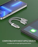 Dual Lightning Jack Splitter For Apple Mfi Certified (2 In 1) For Iphone Headphone Adapter Charge Aux Dongle Cable Charging Earphone Audio Connector For 14 13 12 11 Pro Max X 7 8 Plus For Ipad Charger