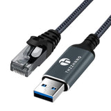 Usb To Ethernet Adapter 30Ft, Usb 3.0 A To Rj45 Male Cable Directly Connected Gigabit Lan Network, Compatible With Laptop, Pc, Macbook, Switch, Windows, Macos, Linux
