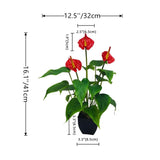 16.1'' Artificial Potted Flowers Anthurium Artificial Plant Bonsai Fake Tropical Greenery Plant,For Indoor Outside Home Garden Office Deck Porch Wedding Decorations,Red