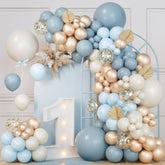 151Pcs Blue & Gold Balloon Garland Kit for Baby Shower, Birthday, or Party Decorations