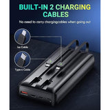 Power-Bank-Portable-Charger - 40000Mah Power Bank Support Pd 30W And Qc4.0 Fast Charger With Built-In 2 Output Cable And Led Display For Iphone And Android Phones And Most Electronic Devices