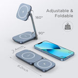 2-In-1 Magsafe Charger Stand, 20W Foldable Travel Fast Magnetic Wireless Charger, Zinc Alloy Wireless Charging Station For Iphone 15/14/13/12 Series, Airpods Pro/3/2