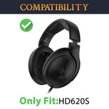 Replacement Earpads For Sennheiser Hd620S Headphones, Ear Pads Cushions With Softer Protein Leather, High Density Foam, Added Thickness - Black