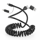 Coiled Usb C And Lightning Cable 2 In 1, 3Ft Retractable Iphone 15 16 17 Car Charger Cord 60W Fast Charging Apple Usb C Carplay Cable Type C Car Charger Cord For Iphone 17-6/Samsung/Pad/Airpod
