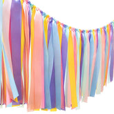 Pastel Rainbow Tassel Garland Fabric Banner for Baby Shower & Birthday