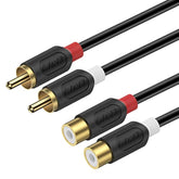 Rca Extension Cable, Gold Plated Audiowave Series 2 Rca Male To Female Stereo Audio Cable For Speaker, Amplifier, Mixer, Tv, 6 Feet