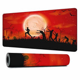 Zombie Apocalypse Mouse Pad Keyboard Mat Red Sky Full Moon Leafless Trees And Crosses Black Bats Large Gaming Mousepad For Desk,Computer,Office 35.4"X15.7"
