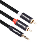 2 Pack 3.5Mm To Rca Cable,Gold Plated,Nylon Braided 1/8 Male To Male Stereo Au