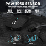 R6Pro 39G Superlight Wireless Gaming Mouse,Pixart Paw3950Max 42000 Dpi,Mcu Nodic 52840 Computer Mouse,8K Polling Rate Web Driver,Bt/2.4Ghz/Wired Tri-Mode Mice With Coiled Cable-Black&Tape