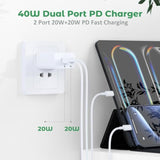 Usb C Charger Block, 40W Dual Port Fast Charger 20W Type C Charging Block 3.1A Usb Wall Charger Dual Port Pd+Qc Charging Cube For Iphone 15 16 14 13 12 11 Pro Max Xs, Ipad, Samsung Phone, Tablet